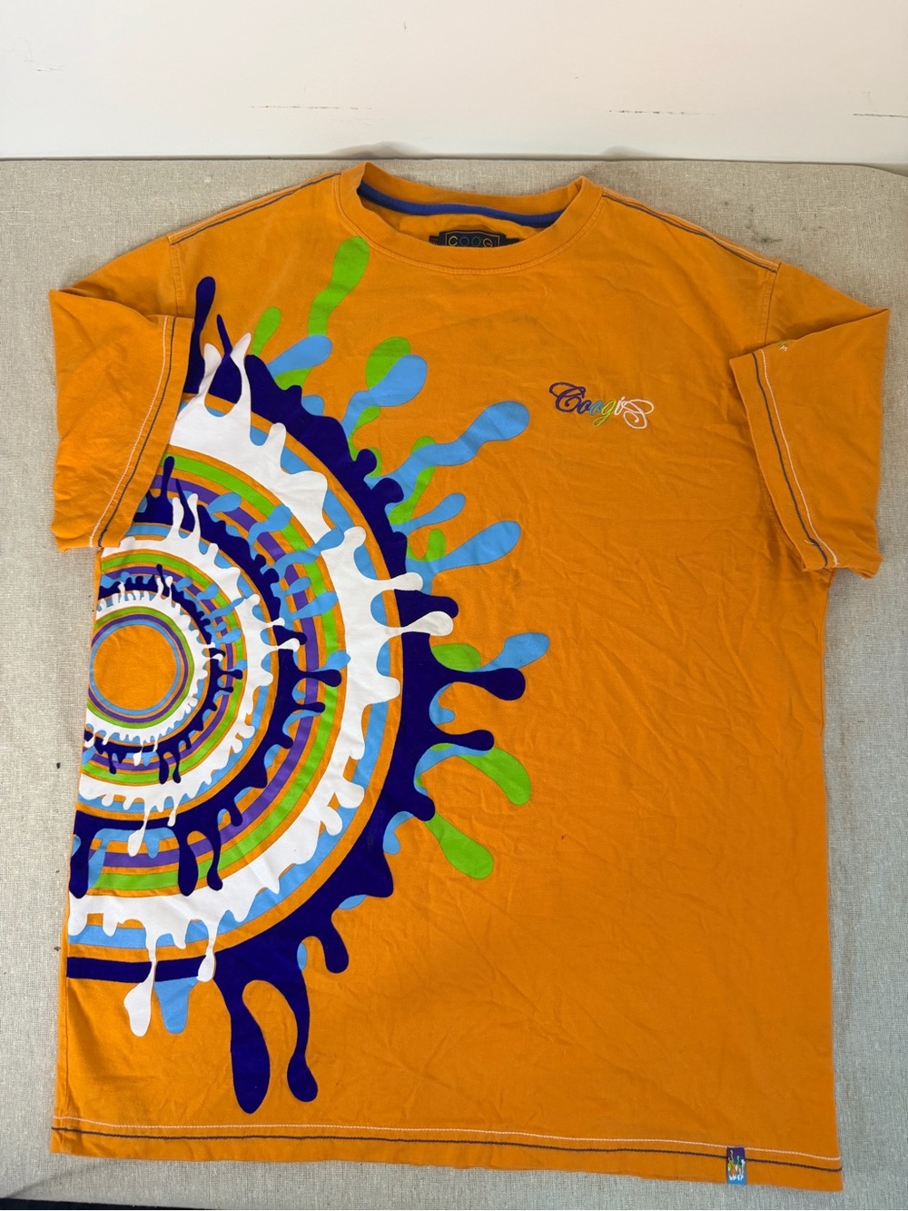 COOGI Graphic Tee XL Orange Multicolor Streetwear Shirt